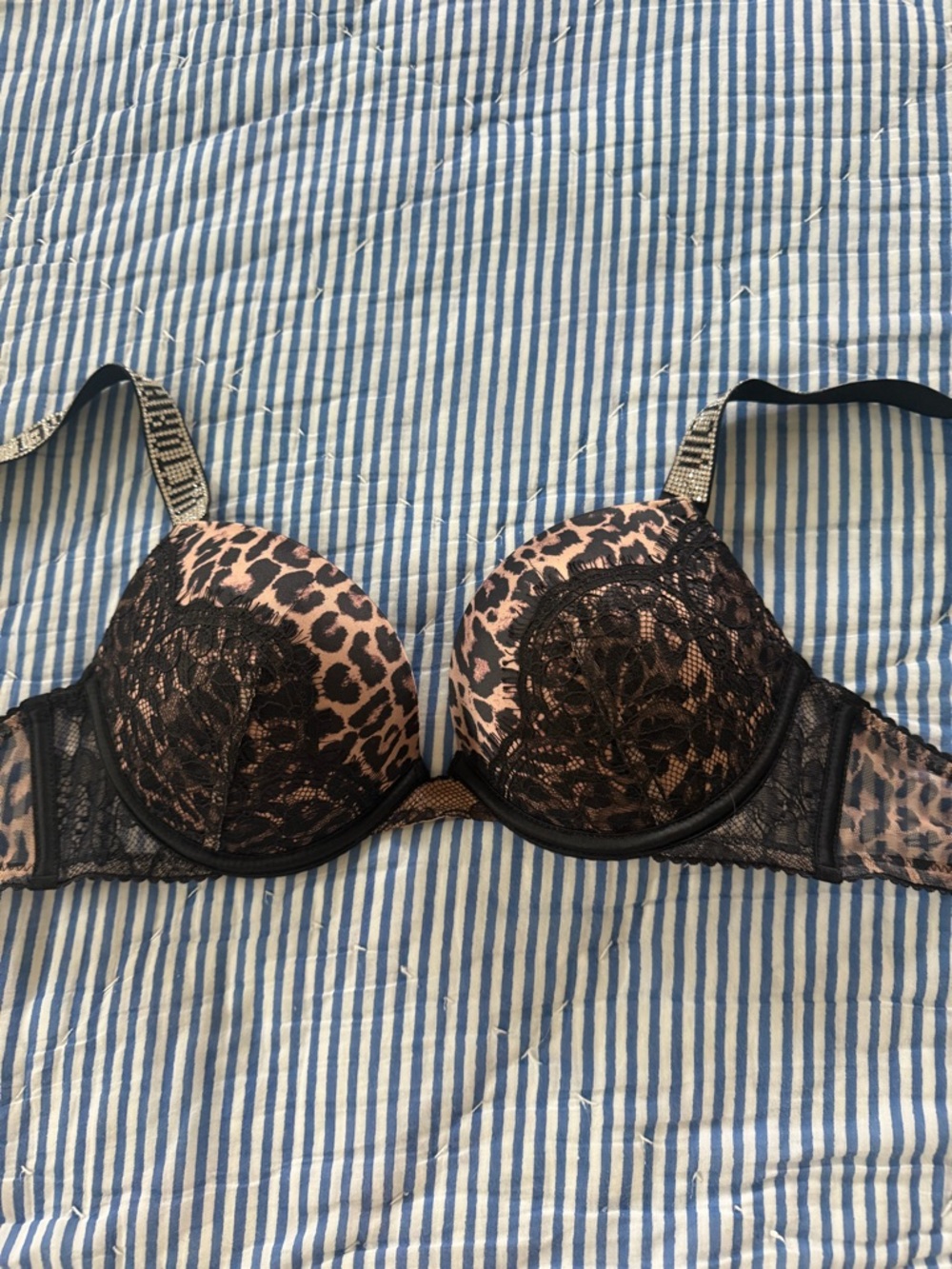 Victoria's Secret Cheetah Logo Shine Strap Push-Up Bra